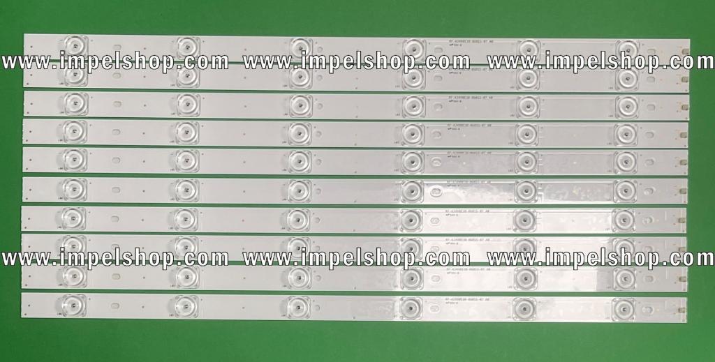 Zestaw listew LED do naprawy podświetlenia telewizora SHARP 49" zestaw 10szt X RF-AJ490E30-0601S-07 A0 RF-AJ490E32-0601S-02 A2 RF-AJ490E32-0601S-07 A0 , 6LED , 495MM , 3V ,