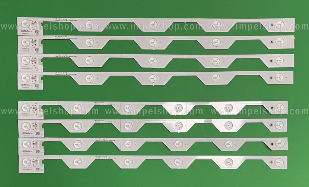 Zestaw listew LED do naprawy podświetlenia telewizora TCL 50" zestaw 8 sztuk , 4szt X 50E5800 50HR330M05A5 V0 , 5LED , 6V , 524MM & 4szt X 50E5800 50HR330M06A2 V0 , 6LED, 6V , 516MM