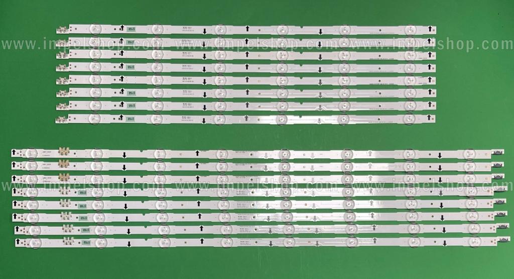 Zestaw listew LED do naprawy podświetlenia telewizora SAMSUNG zestaw 65" D4GE-650DCA-R2 X 8szt & D4GE-650DCB-R2 X 8szt , BN96-30435A & BN96-30436A , 2014SVS65F 3228 R06 L08 HG65NE690E