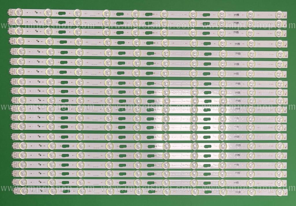 Zestaw listew LED do naprawy podświetlenia telewizora SAMSUNG 55" zestaw 20szt X BN96-48131A , BN96-50371A , L1 Q80 E5 FAM S2(5) R1.0 SCR 100 , LM41-00704A , LM41-00966A , V9Q8-550SM0-R0 , 10LED , 3V , niebieskie światło ,