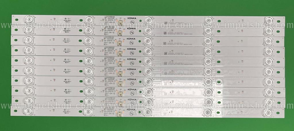 Zestaw listew LED do naprawy podświetlenia telewizora KONKA 55" zestaw 10szt X RF-AA550E30-0501S-11 , LED55R8100 , 5LED
