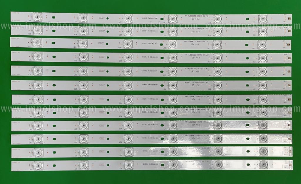 Zestaw listew LED do naprawy podświetlenia telewizora SHARP 50" zestaw 12szt X RF-AJ500E32-0601S-02 A0 , 6LED , 3V , 528MM