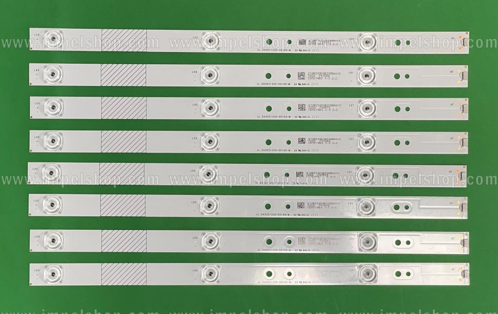 Zestaw listew LED do naprawy podświetlenia telewizora TCL 43" zestaw 8 szt X JL.D43031330-001AS-M , 3LED , 553MM