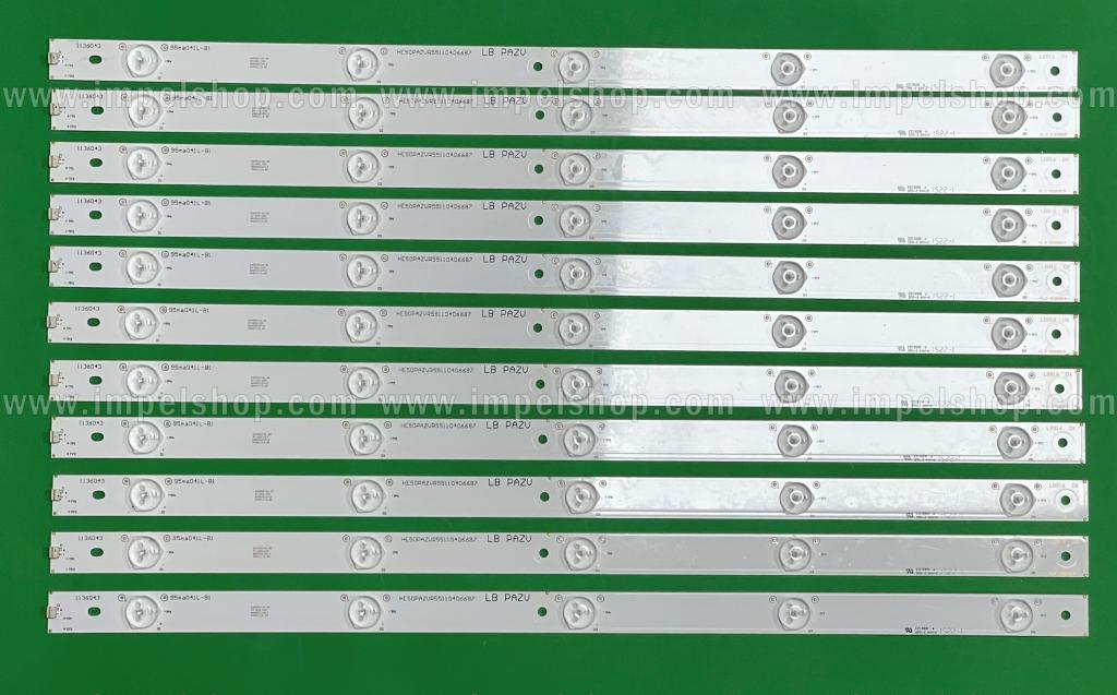 Zestaw listew LED do naprawy podświetlenia telewizora HISENSE 50" zestaw 11 szt X HE50PAZVR55110406687 , 50_HD500DF-B53_11X5_3030C_5S1P , SVH500A60_Rev02_5WCOP_RJW1_191220 RSAG7.820.6311/ROH , 5LED , 493MM ,