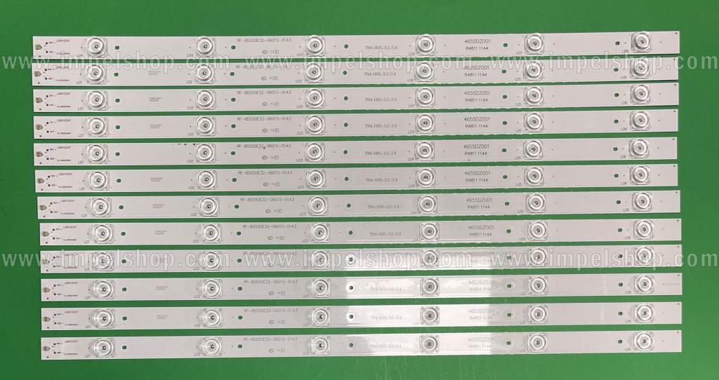 Zestaw listew LED do naprawy podświetlenia telewizora SUNNY 55" zestaw 12 sztuk X RF-BS550E32-0601S-01A3 , 6LED , 3V , 571MM