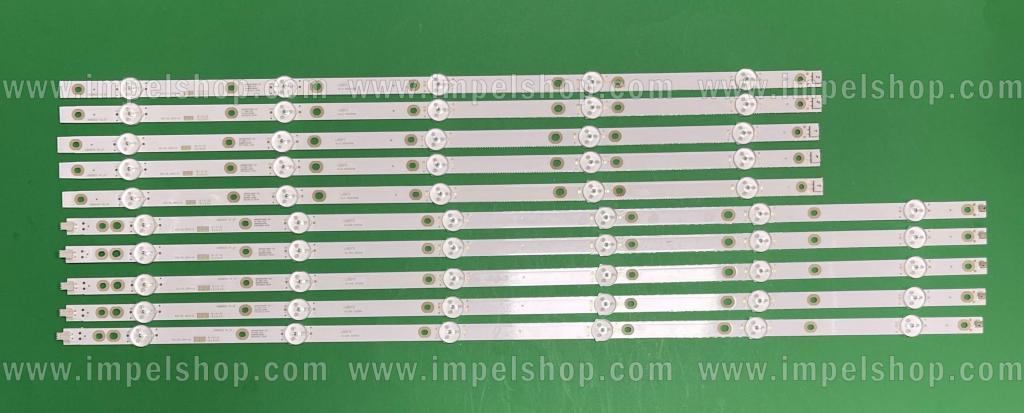 Zestaw listew LED do naprawy podświetlenia telewizora PHILIPS 58" zestaw (55LED) 10szt , 5szt X LB58003 V0_01 & 5szt X LB58003 V1_01 , LB-GM3030-GJPHP585X11AA12-R/L-2-T , 3V ,