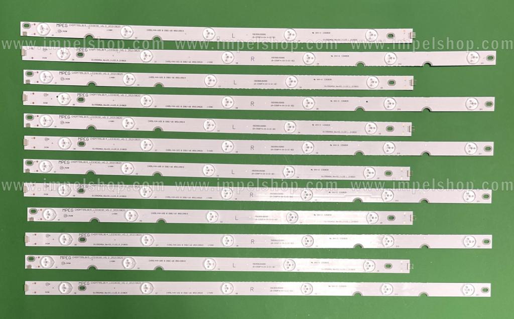 Zestaw listew LED do naprawy podświetlenia telewizora HITACHI 55" zestaw 12szt , 6szt X SVJ550AD6-REV03-11LED-R & 6szt X SVJ550AD6-REV03-11LED-L , LB55061 , 55D3000/D2000