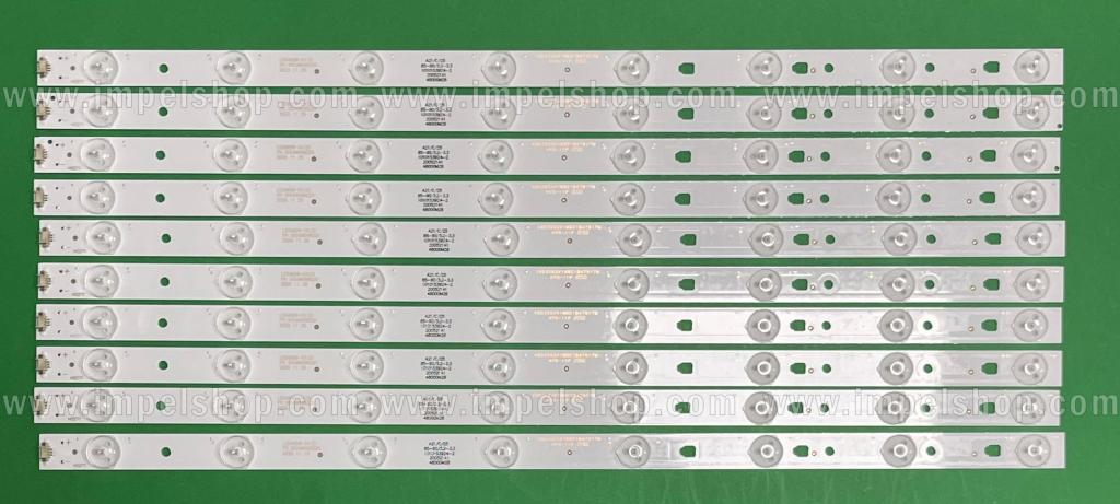 Zestaw listew LED do naprawy podświetlenia telewizora HITACHI 48" zestaw 10szt X LED48D08-ZC21AG-01 / LED48D8-03(A)/(D) , 8LED , 3V , 480MM
