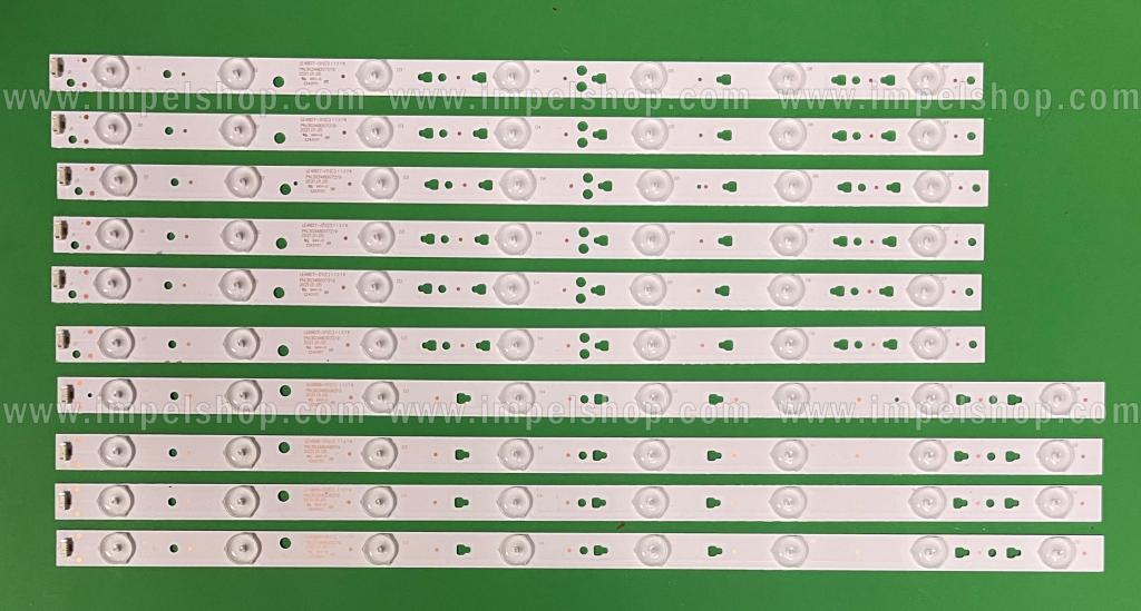 Zestaw listew LED do naprawy podświetlenia telewizora HAIER 48" zestaw 10 szt , 6szt X LED48D7-01(C)/(B) , 7LED , 3V , 460MM & 4szt X LED48D8-01(C)/(B) , 8LED , 3V , 516MM