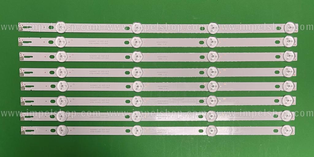 Zestaw listew LED do naprawy podświetlenia telewizora PHILIPS 43" zestaw 8szt X K430WDC1 A3 , 4708-K43WDC-A3113N01 , 4LED , 6V , 388MM