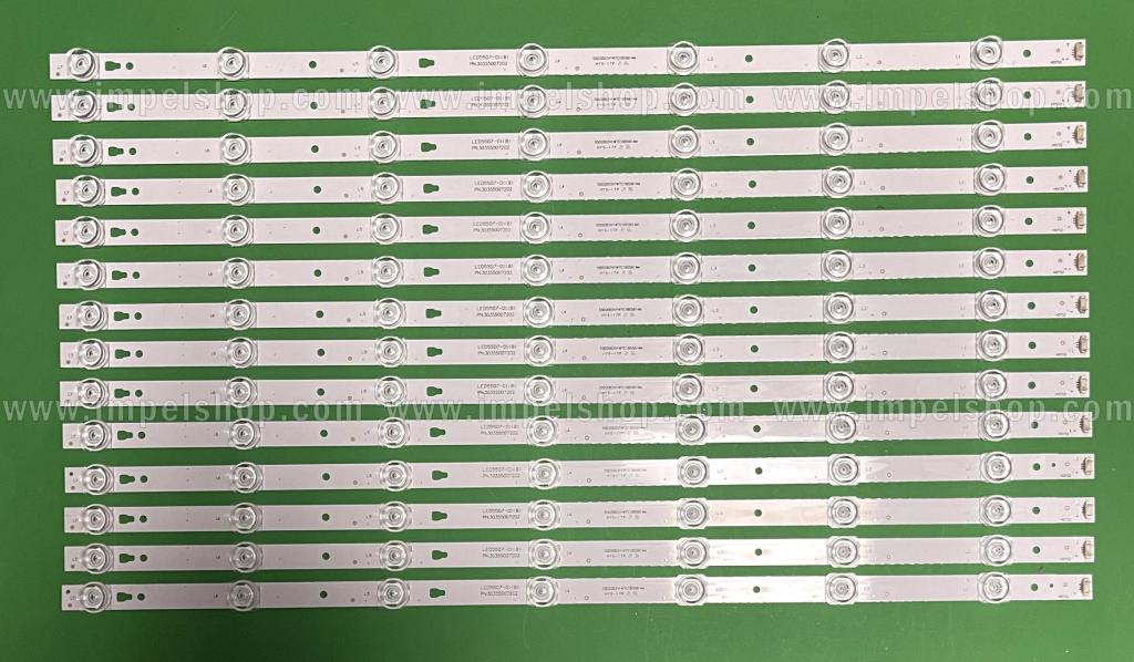Zestaw listew LED do naprawy podświetlenia telewizora HAIER / KRUGER&MATZ 55" zestaw 14szt X LED55D7-01(A) 30355007202 , 7LED , 3V , 555MM ,