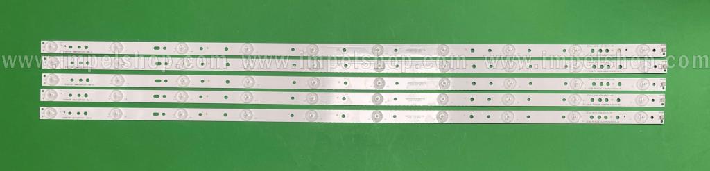 Zestaw listew LED do naprawy podświetlenia telewizora PHILIPS 43" zestaw 5szt X LB-PF3528-GJD2P5C435X10-B , GJ-2K16-43-D510-V4 , LBM420P1001-DM-2 , LB43101 V0_01 LB43101 V0_03 , 10LED , 3V , 843MM