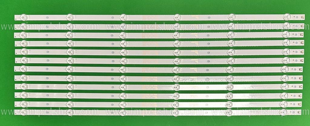 Zestaw listew LED do naprawy podświetlenia telewizora RCA 65" zestaw 12szt X DLED65SMD 12X6 , 6LED , 3V , 617MM ,