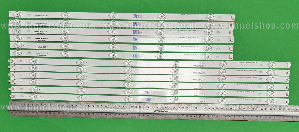 Zestaw listew LED do naprawy podświetlenia telewizora PHILIPS 58" zestaw 66 LED 12szt , 6szt X LB-GM3030-GJ0D22586X11PC09-L-S , 5LED , 510MM , 3V & 6szt X LB-GM3030-GJ0D22586X11PC09-R-S , GM3030-GJOD22586X11PC19-R-T-L/R LB5800E V0_00 , 6LED , 641MM , 3V ,