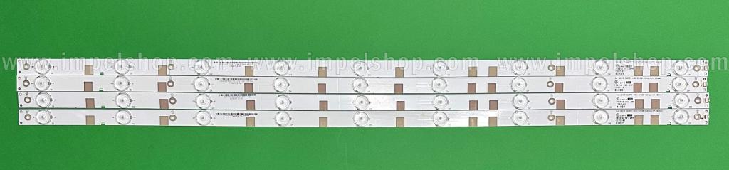 Zestaw listew LED do naprawy podświetlenia telewizora PHILIPS 40" zestaw 4szt x GJ-2K15 D2P5-400-D409-C2(pich 92mm) LB-F3528-GJ40109-H , 9LED , 3V , 799MM ,