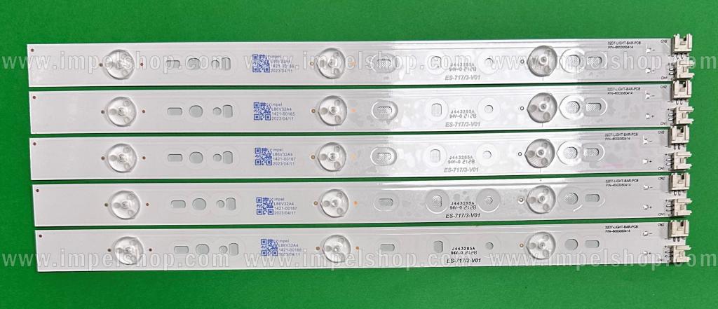 Zestaw listew LED do naprawy podświetlenia telewizora TELEFUNKEN 32" zestaw 5szt X 32D7-LIGHT-BAR-PCB P/N--6003050414 , 3LED , 314mm ,