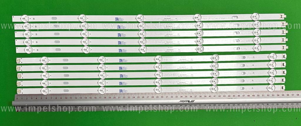 Zestaw listew LED do naprawy podświetlenia telewizora XIAOMI 55" zestaw 10szt , 5szt x MI55T20LB_10X5_MCPCB_A_V3 , 5LED , 552MM & 5szt x 0829 MI55T20LB_10X5_MCPCB_B_V3 0829 , 5LED , 552MM ,