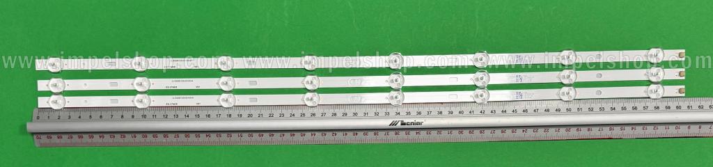 Zestaw listew LED do naprawy podświetlenia telewizora MANTA 32" zestaw 3 szt X JL.D32081235-031HS-M , 8LED, 606MM , 3V ,