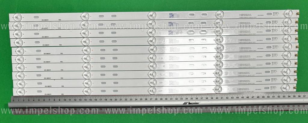 Zestaw listew LED do naprawy podświetlenia telewizora SKYTECH / MANTA 58" zestaw 10szt X JL.D58051330-006AS-M_V01 HL-00580A30-0501S-04 A0 58F2 CX58D05-ZC62AG-02 3080558F20DTZ001 6B5CX55515 MS-L3006 V2 , 5LED , 556MM , 6V ,
