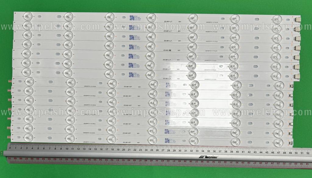 Zestaw listew LED do naprawy podświetlenia telewizora PHILIPS 49" zestaw 14szt , 7szt x LBM490P0701-CQ-3(R) GJ-2K18-AFJ2-490-D714-V1-R , 502mm , 7LED , 3V & 7szt x LBM490P0701-CQ-3(L) GJ-2K18-AFJ2-490-D714-V1-L , 507mm , 7LED , 3V ,