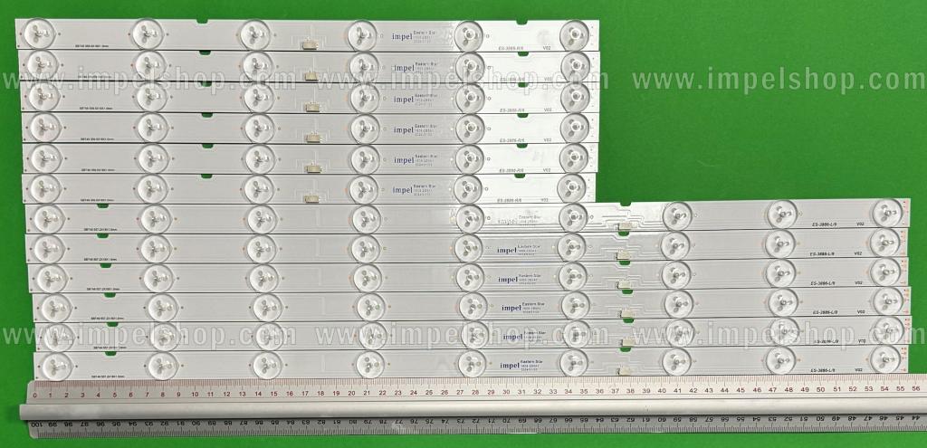 Zestaw listew LED do naprawy podświetlenia telewizora SONY 49" zestaw 12szt , 6szt X SBT49 SBT49-359 SBT49-557 , 360MM , 6LED , 12V & 6SZT X SBT49 , 9LED , 557MM , 12V , ZŁĄCZE TYPU "KOSTKA"