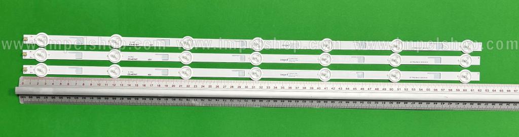 Zestaw listew LED do naprawy podświetlenia telewizora TOSHIBA 32" zestaw 3 szt X 32" 7PKG Rev 0.1 2013.10.10 , 7LED , 620MM , 3V ,