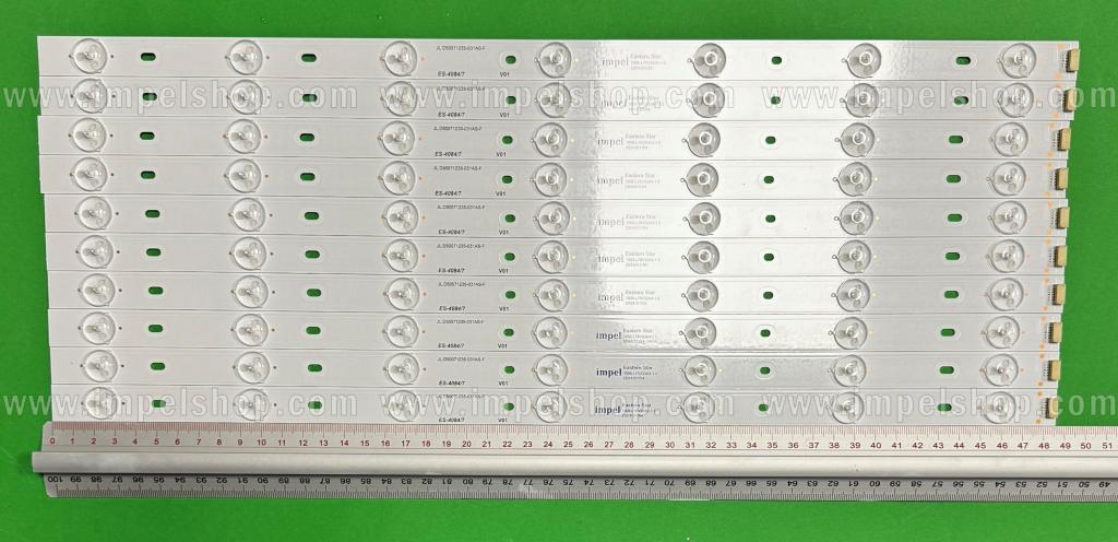 Zestaw listew LED do naprawy podświetlenia telewizora MANTA 50" zestaw 10 szt X JL.D50071235-031AS-F , 7LED , 487MM , 3V ,