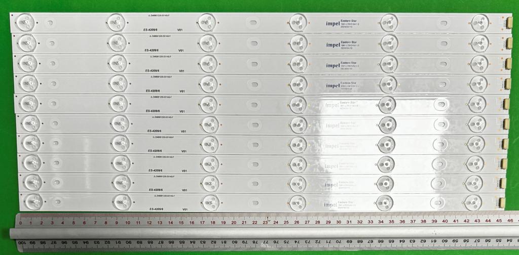 Zestaw listew LED do naprawy podświetlenia telewizora MANTA 48" zestaw 10 szt X JL.D48061235-031AS-F , 6LED , 469MM , 3V ,