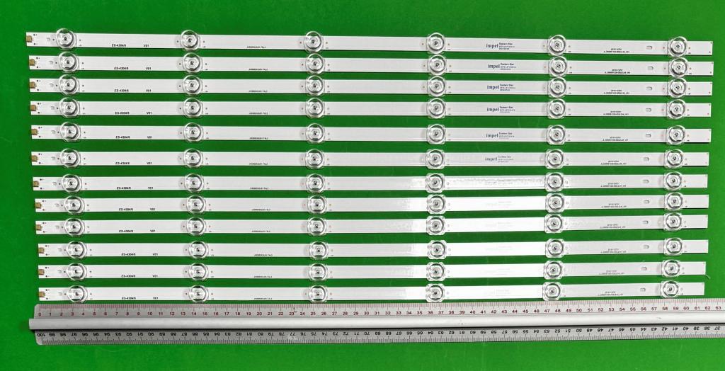 Zestaw listew LED do naprawy podświetlenia telewizora HISENSE 65" zestaw 12szt X JL.D65061330-003LS-M_V01 JHD650X3U81-TAL3 , 6LED , 617MM , 3V ,