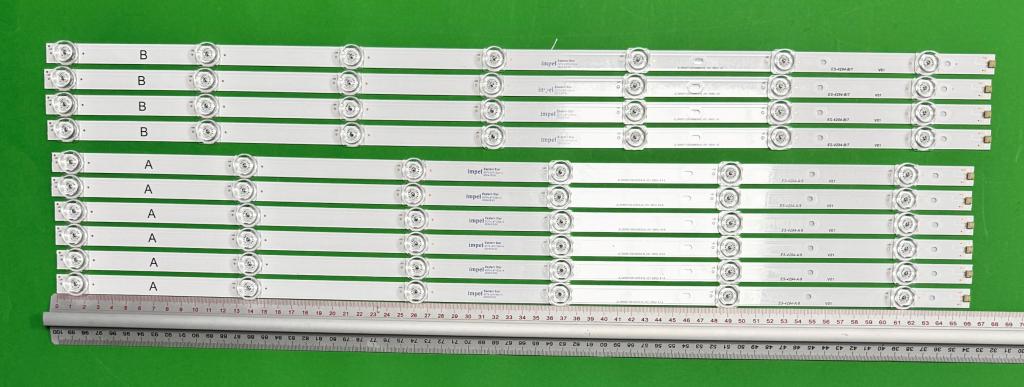 Zestaw listew LED do naprawy podświetlenia telewizora SHARP 65" zestaw 10szt , 6szt X JL.D65071330-020ES-M_V01 TYPE A 7LED 65KU 6*6 & 4szt X JL.D65071330-020ES-M_V01 TYPE B 6LED 65KU 4*6 , 3V ,