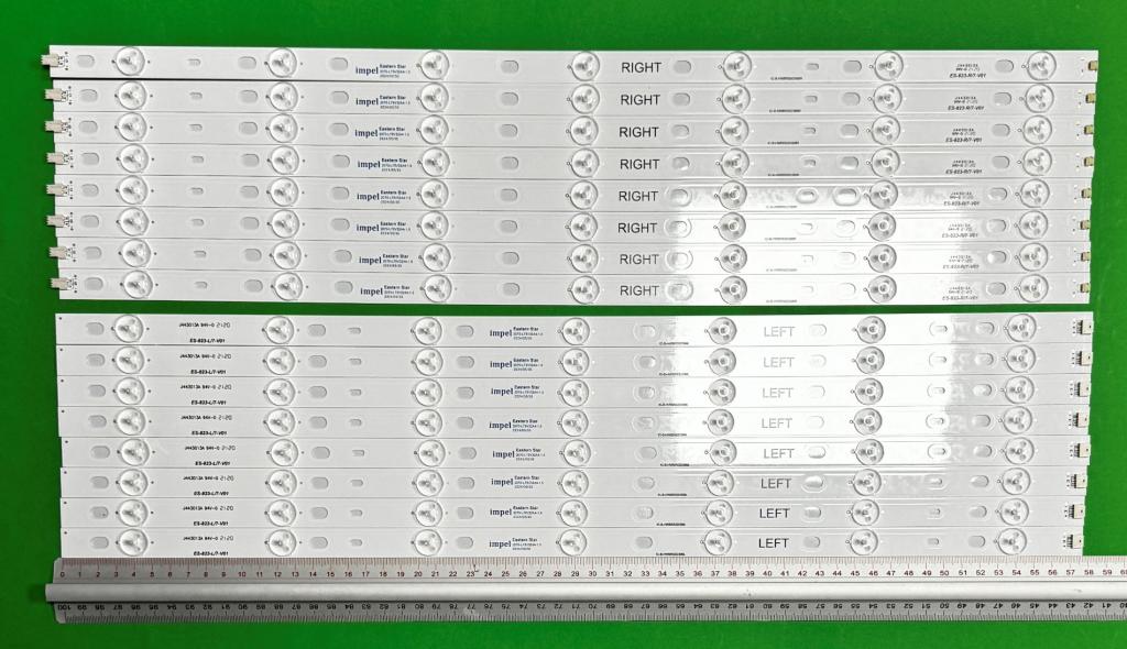 Zestaw listew LED do naprawy podświetlenia telewizora PANASONIC 55" zestaw 16szt , 8szt X IC-B-HWBR55D399L & 8szt X IC-B-HWBR55D399R , 7LED , 3V ,