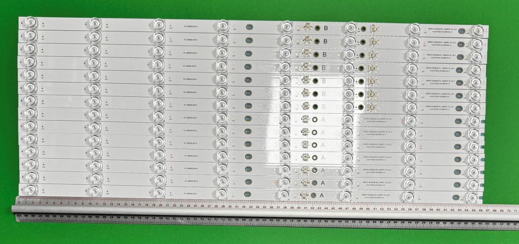 Zestaw listew LED do naprawy podświetlenia telewizora TCL 65" zestaw 14sztuk , 7szt X GIC65LB101-3030F2.1D-V0.7 , 8LED , 664MM , 6V & 7szt X GIC65LB101-3030F2.1D-V0.7 , 8LED , 664MM , 6V , niebieskieskie światło ,