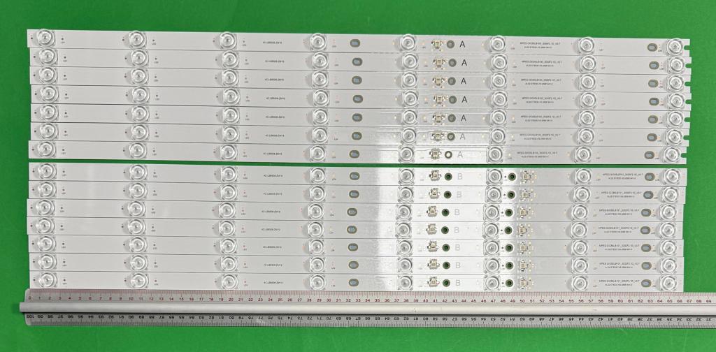 Zestaw listew LED do naprawy podświetlenia telewizora TCL 65" zestaw 14szt , 7szt X MPEG GIC65LB100_3030F2.1D_V0.7 A & 7szt X MPEG GIC65LB100_3030F2.1D_V0.7 B , 8LED , 665MM , 6V , niebieskie światło ,