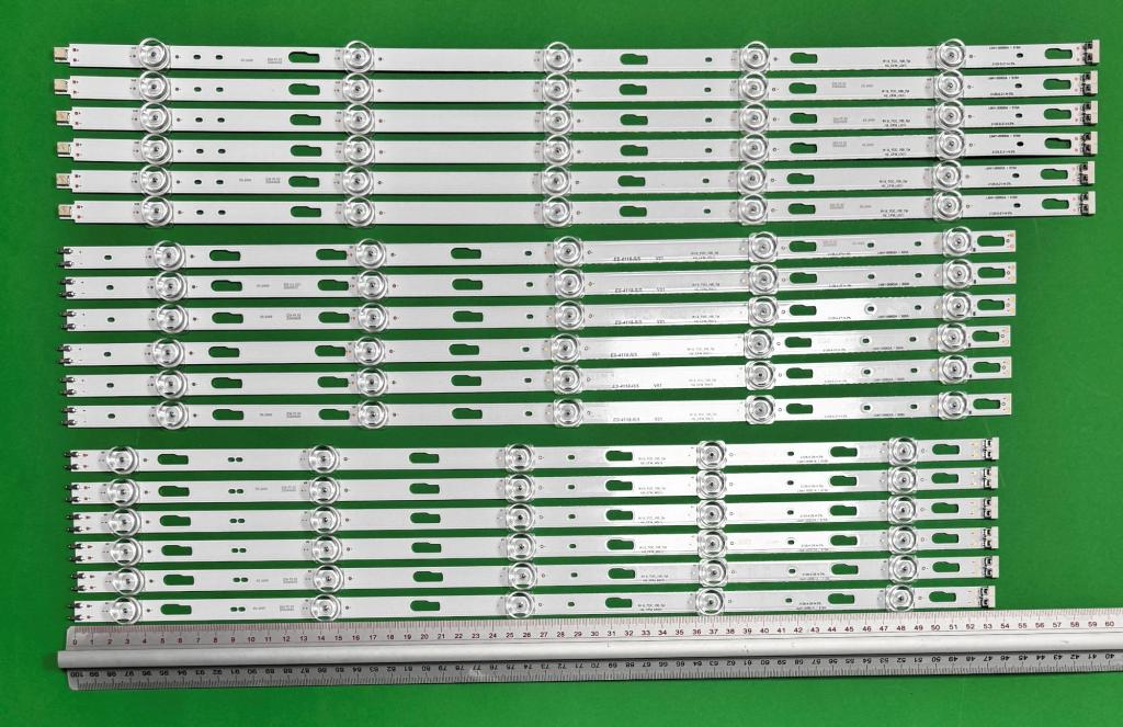 Zestaw listew LED do naprawy podświetlenia telewizora SAMSUNG 82" zestaw 18szt L1_TU7K R1.0_TCC_100_7PI H2_CFM_L5(1) , 6szt X H2_CFM_L5(1) LM41-00900A/918A 5LED 3V 593MM & 6szt X H2_CFM_M5(1) LM41-00901A/919A 5LED 3V 533MM & 6szt X H2_CFM_R5(1) LM41-00902A/920A 5LED 3V 542MM , BN96-50455A / BN96-50456A / BN96-50457A , 5LED , 3V ,