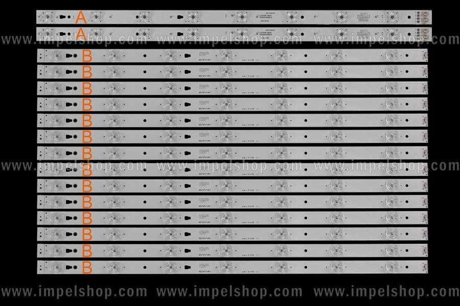 Zestaw listew LED do naprawy podświetlenia telewizora HAIER 55" zestaw 14szt , 2A+12B OR 12B x A:LED55D8-08(A) PN: 30355008214 2015.08.08 B:LED55D7-01(B) PN:3035007202